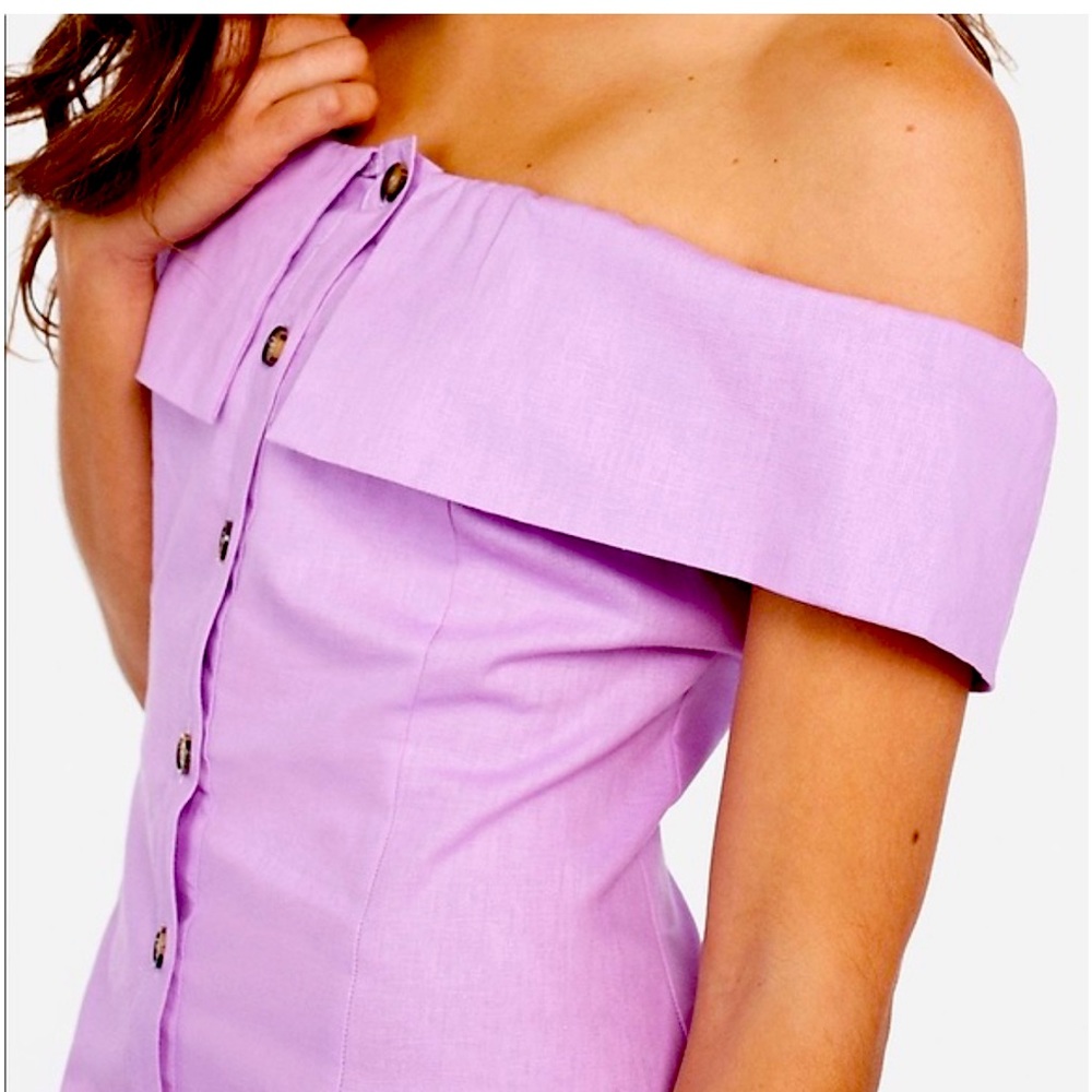 Express x Rocky Barnes linen off the shoulder dress size XXS.